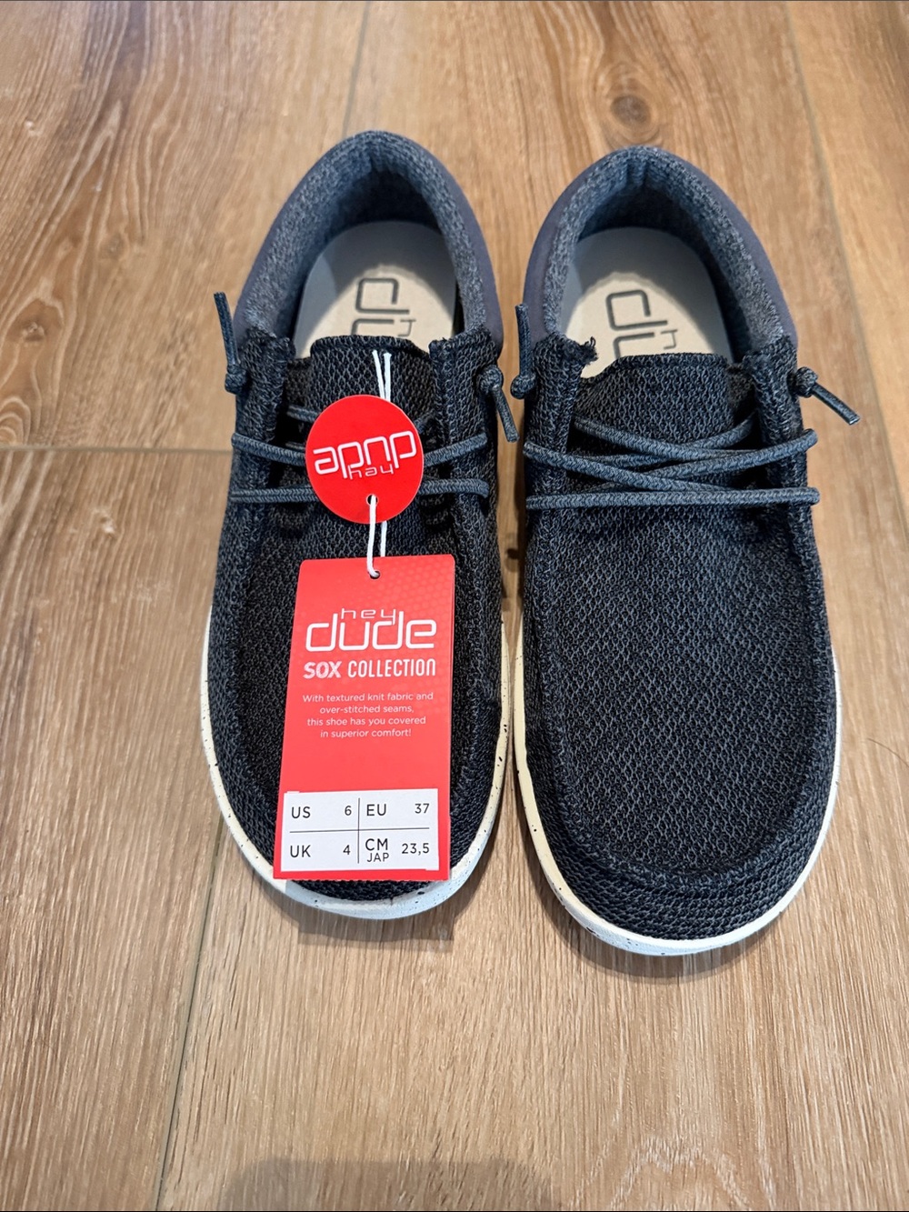Hey Dude Women's Black Knit Moccasin Casual Shoes